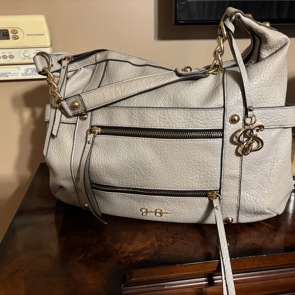 Jessica Simpson Cream Hobo Bag with Gold Accents - Picture 12 of 16